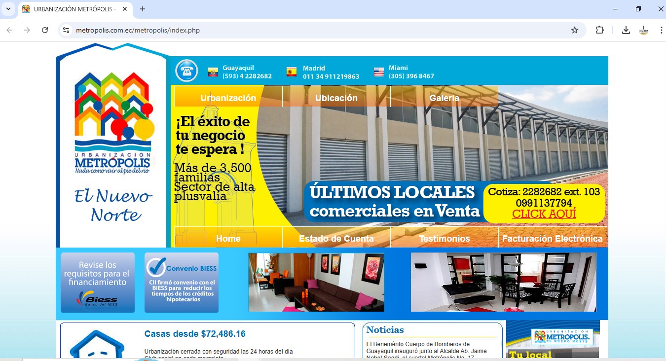 Sitio Web Urbanización Metropolis